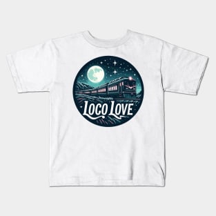 Train Traveling Through The Night, Loco Love Kids T-Shirt